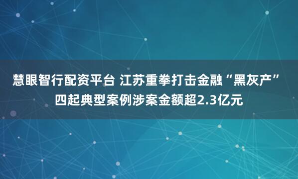 慧眼智行配资平台 江苏重拳打击金融“黑灰产” 四起典型案例涉案金额超2.3亿元