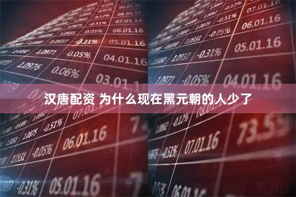 汉唐配资 为什么现在黑元朝的人少了