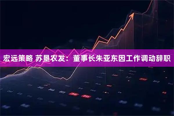 宏远策略 苏垦农发：董事长朱亚东因工作调动辞职
