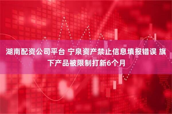 湖南配资公司平台 宁泉资产禁止信息填报错误 旗下产品被限制打新6个月